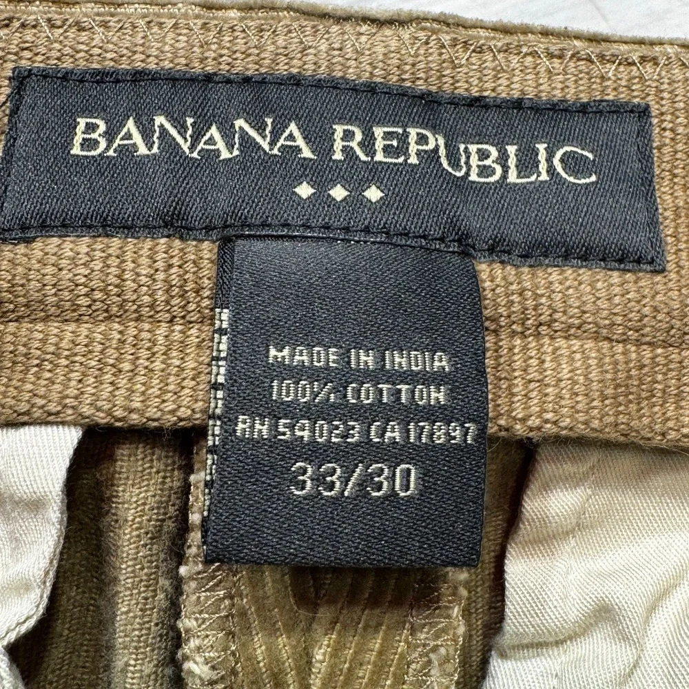 Banana Republic Corduroy Pants‎ Men's Sz 33x30 Tan Flat Back Flap Pockets Baggy